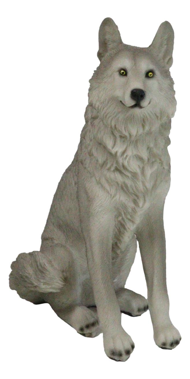 ebros gift Cries Of The Night Sitting Alpha Grey Direwolf Wolf Home Decor Figurine 6"H