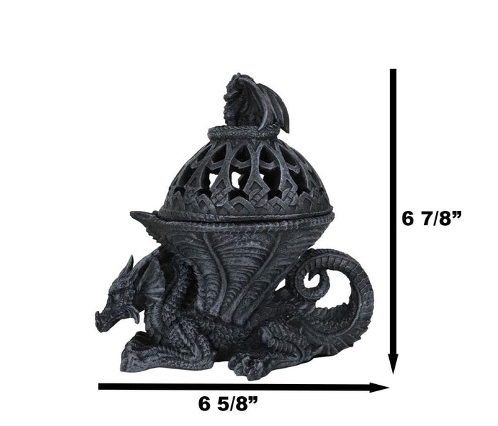 Ebros Gift Crouching Atlas Dragon Tower Sphere Incense Burner Sculpture Figurine Faux Stone