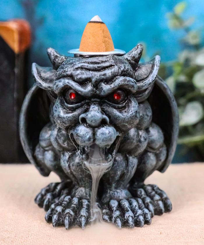 ebros gift Crouching Gothic Horned Devil Chimera Gargoyle Backflow Incense Cone Burner