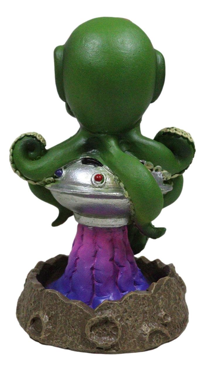 Ebros Gift Cthulhu UFO Alien On Spaceship Saucer Moon Crater Backflow Incense Cone Burner