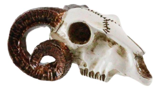 Ebros Gift Cultic Ammon Tribal Tooled Tattoo Scrimshaw Miniature Jointed Ram Skull Figurine
