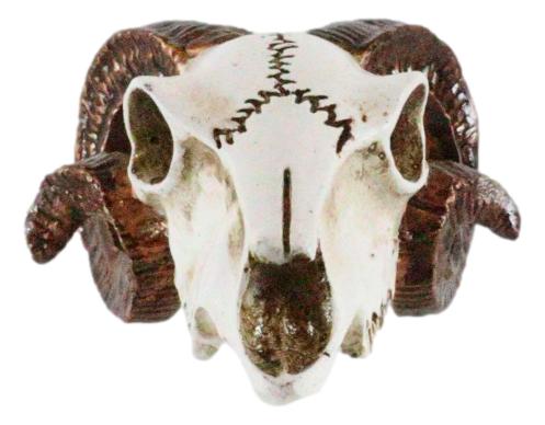Ebros Gift Cultic Ammon Tribal Tooled Tattoo Scrimshaw Miniature Jointed Ram Skull Figurine