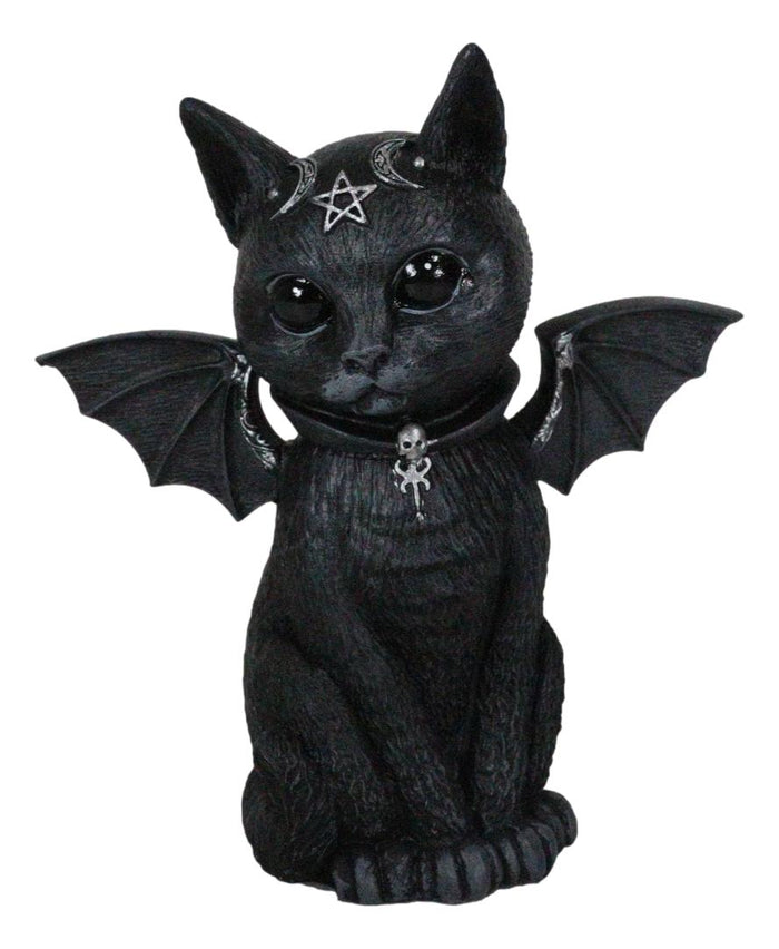 Ebros Gift Cultic Fiends Gargoyle Cat Baphomet W/ Bat Wings Triple Moon Pentagram Figurine