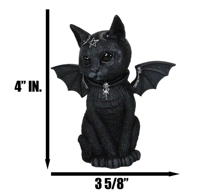 Ebros Gift Cultic Fiends Gargoyle Cat Baphomet W/ Bat Wings Triple Moon Pentagram Figurine