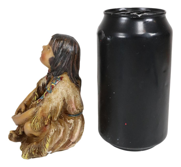Ebros Gift Cultural Native American Indian Tribal Child Girl Sitting Collectible Figurine