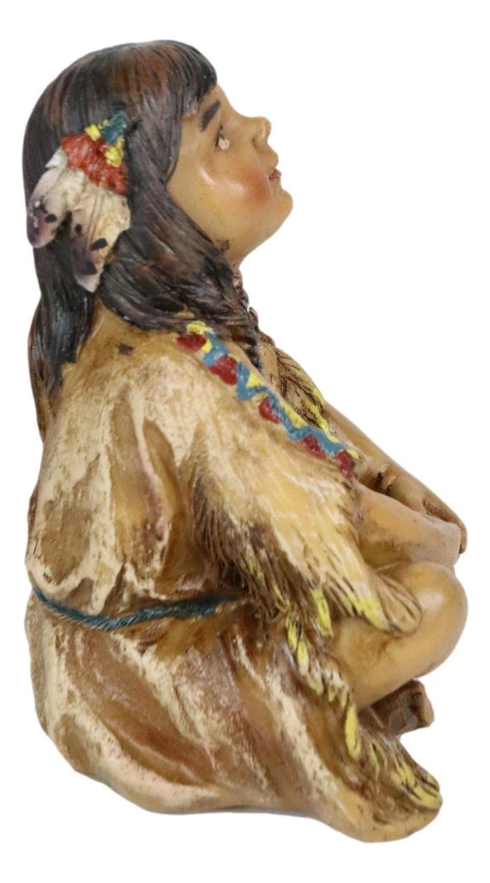 Ebros Gift Cultural Native American Indian Tribal Child Girl Sitting Collectible Figurine