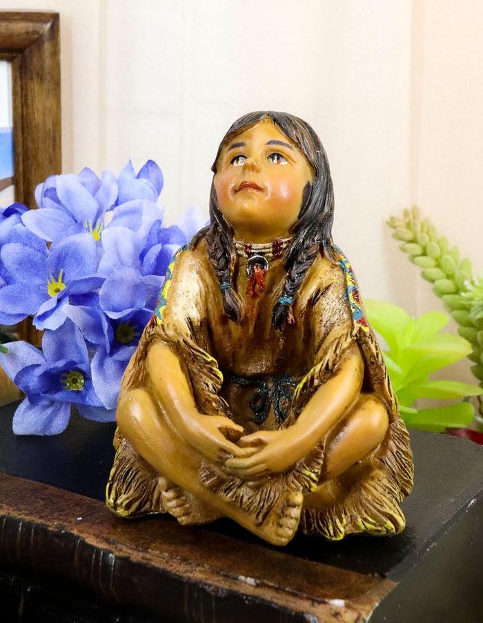 ebros gift Cultural Native American Indian Tribal Child Girl Sitting Collectible Figurine