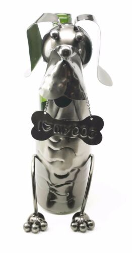 Ebros Gift Cute Beagle Dog With Bone Style Collar Hand Made Metal Wine Bottle Holder Caddy