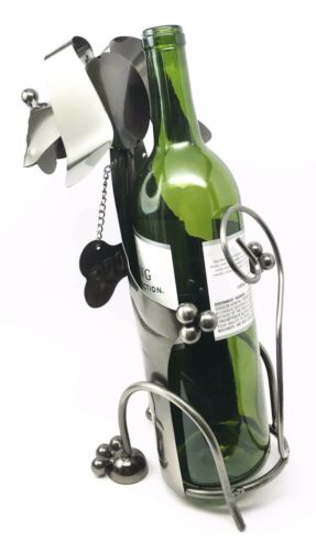 Ebros Gift Cute Beagle Dog With Bone Style Collar Hand Made Metal Wine Bottle Holder Caddy