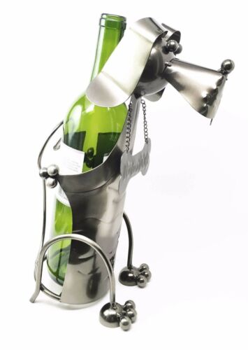 Ebros Gift Cute Beagle Dog With Bone Style Collar Hand Made Metal Wine Bottle Holder Caddy