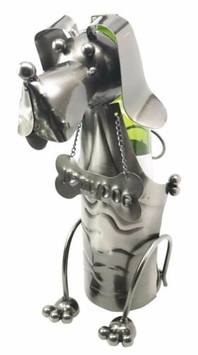 ebros gift Cute Beagle Dog With Bone Style Collar Hand Made Metal Wine Bottle Holder Caddy