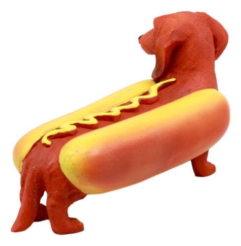 Ebros Gift Cute Doxie Collection Hot Dog Wiener Ketchup And Mustard Dachshund Figurine 6"L