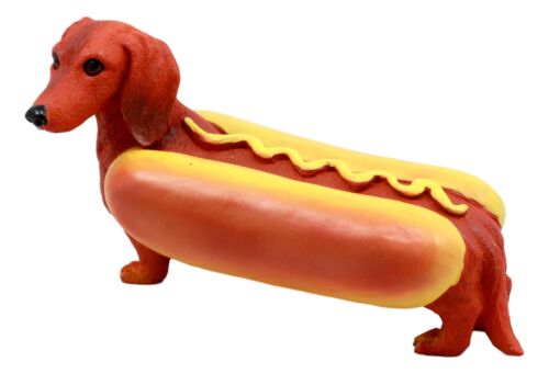 Ebros Gift Cute Doxie Collection Hot Dog Wiener Ketchup And Mustard Dachshund Figurine 6"L