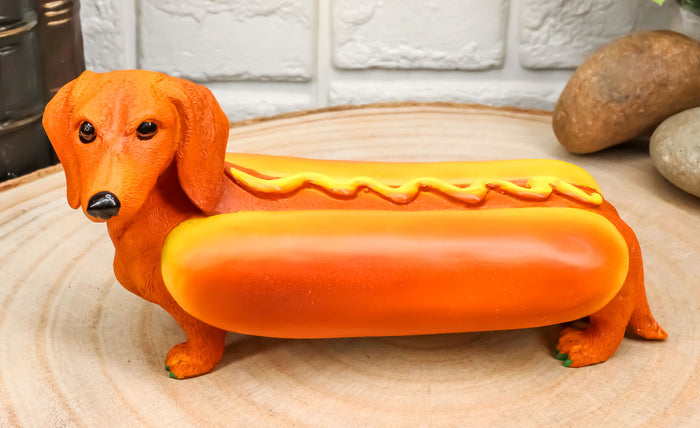 ebros gift Cute Doxie Collection Hot Dog Wiener Ketchup And Mustard Dachshund Figurine 6"L