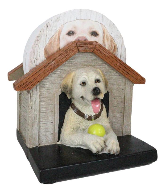 Ebros Gift Cute Golden Retriever Puppy Dog In Doghouse Coaster Set Holder And 4 Coasters