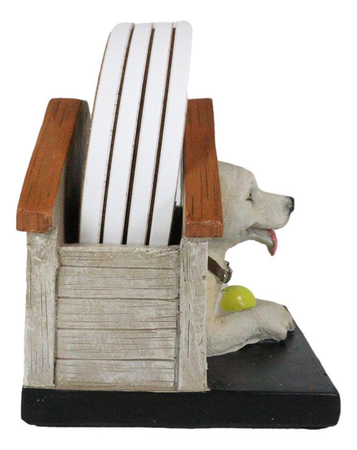 Ebros Gift Cute Golden Retriever Puppy Dog In Doghouse Coaster Set Holder And 4 Coasters