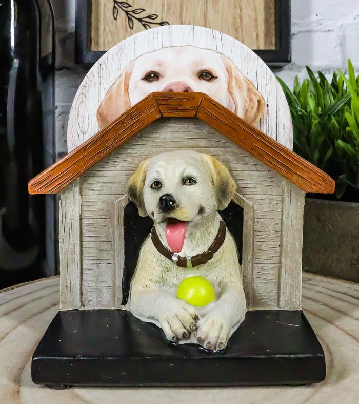 ebros gift Cute Golden Retriever Puppy Dog In Doghouse Coaster Set Holder And 4 Coasters