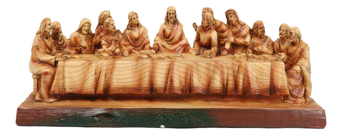ebros gift Da Vinci The Last Supper Jesus And Disciples Faux Cedar Wood 12"Long Figurine