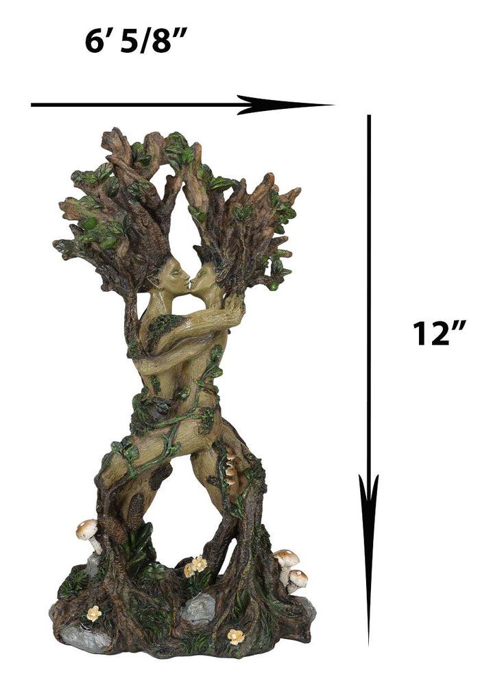 Ebros Gift Dance Of Spring Greenman And Tree Woman Couple Gaia Dryad Ent Kissing Figurine