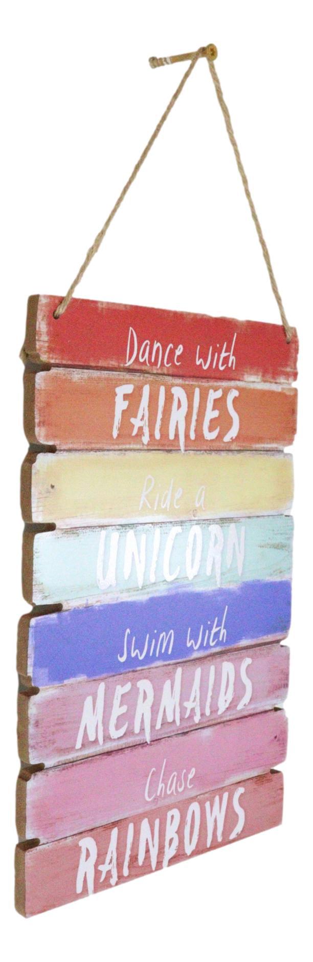 Ebros Gift Dance With Fairies Ride A Unicorn Swim With Mermaids Chase Rainbows Wall Decor