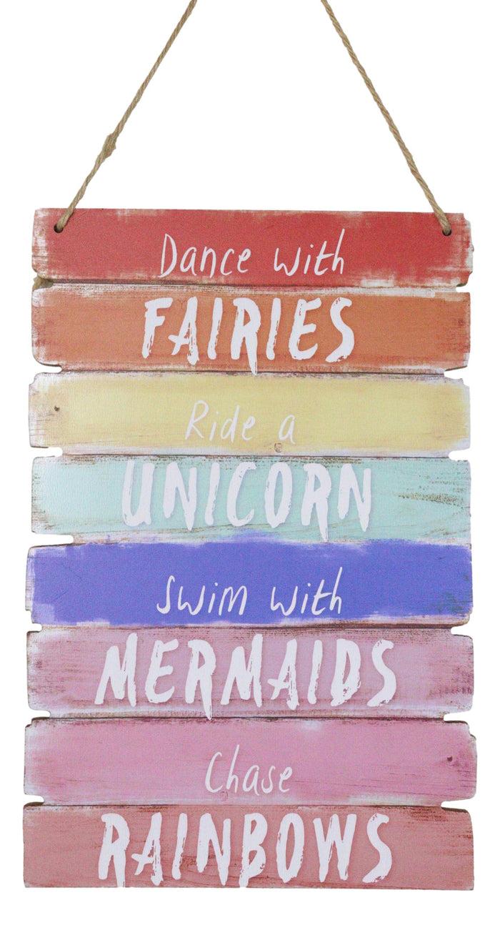 Ebros Gift Dance With Fairies Ride A Unicorn Swim With Mermaids Chase Rainbows Wall Decor