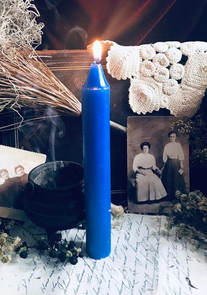 ebros gift Dark Blue Wisdom Truth Pack of 12 Wicca Occult Witch Ritual Spell Chime Candles