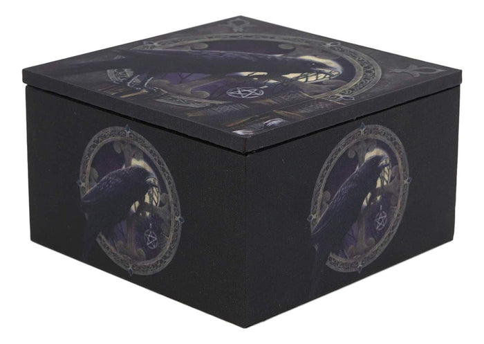 Ebros Gift Dark Raven Crow Harbinger Of Doom Mini Jewelry Box With Mirror Raven's Spell