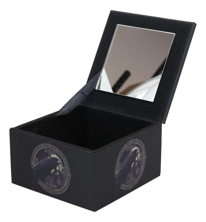 Ebros Gift Dark Raven Crow Harbinger Of Doom Mini Jewelry Box With Mirror Raven's Spell