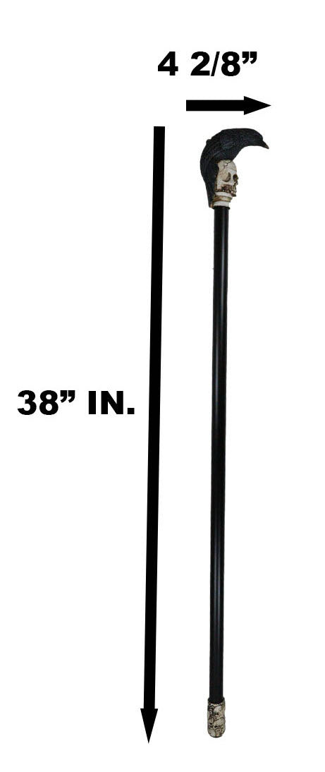 Ebros Gift Dark Raven Crow On Skull Walking Cane Ghosts Of Silent Hill Resin Fiber Glass