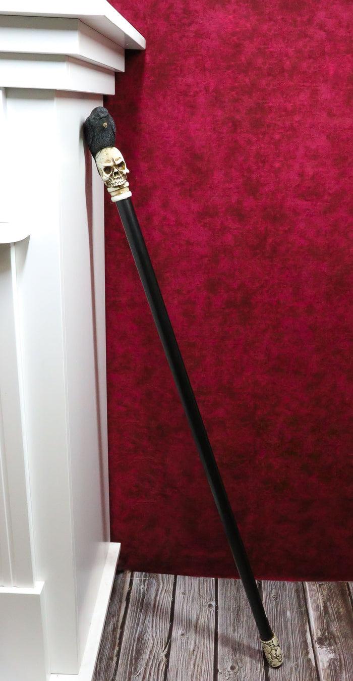 ebros gift Dark Raven Crow On Skull Walking Cane Ghosts Of Silent Hill Resin Fiber Glass