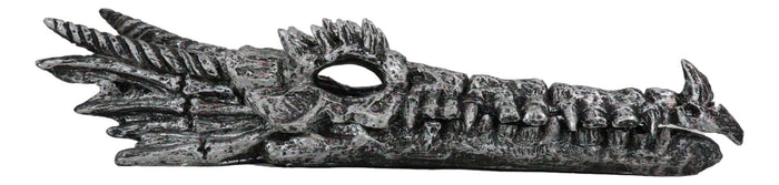 Ebros Gift Dark Silver Dragon Fossil Skull Skeleton Incense Burner Box With Faux Crystals