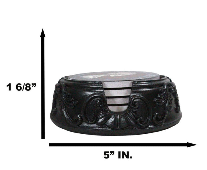 Ebros Gift Day Of The Dead Black Floral Scroll Bridal Skeleton Calaveras Couple Coaster Set