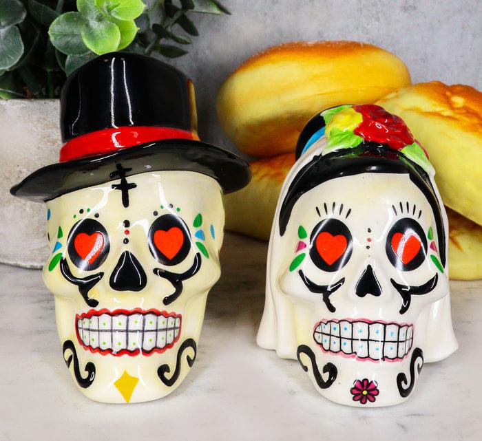 ebros gift Day Of The Dead Bridal Wedding Bride And Groom Sugar Skulls Salt Pepper Shakers