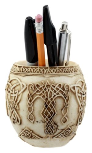 Ebros Gift Day Of The Dead Celtic Tribal Tattoo Skull Pen Stationery Holder Figurine 4.5"L
