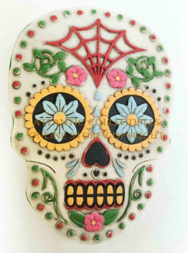 Ebros Gift Day Of The Dead DOD White Sugar Skull Jewelry Trinket Box Figurine 5.5" Long