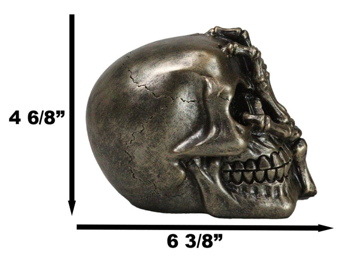 Ebros Gift Day Of The Dead Faux Bronze Hand Over Face Gesture Skull Figurine Macabre Humor