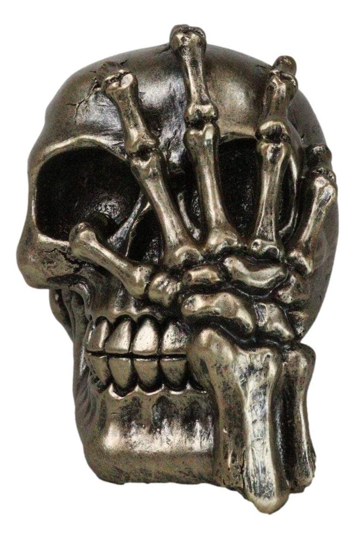 ebros gift Day of The Dead Faux Bronze Hand Over Face Gesture Skull Figurine Macabre Humor