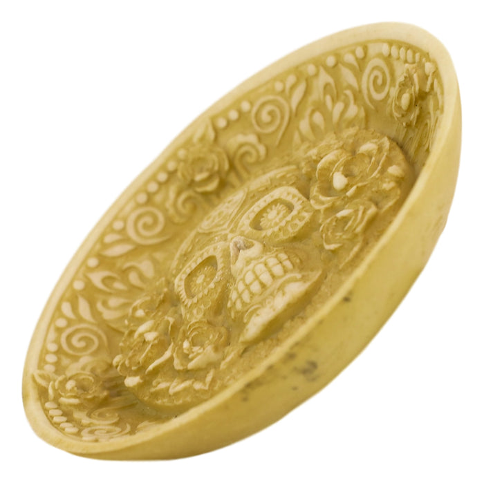 Ebros Gift Day Of The Dead Floral Sugar Skull Incense Burner Holder Medallion Dish Statue