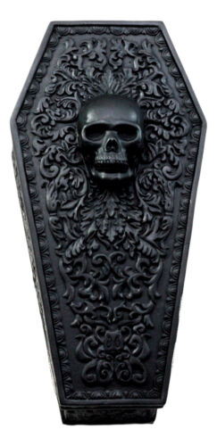 Ebros Gift Day Of The Dead Gothic Baroque Floral Skull Coffin Jewelry Box Figurine DOD