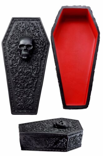 ebros gift Day of The Dead Gothic Baroque Floral Skull Coffin Jewelry Box Figurine DOD