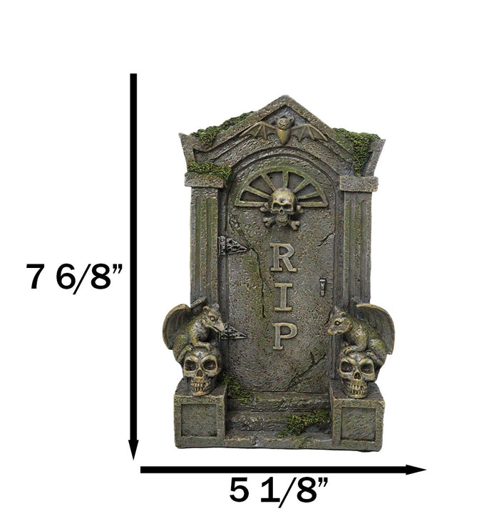 Ebros Gift Day Of The Dead Gothic Skulls Night Bat And Gargoyles RIP Tombstone Figurine