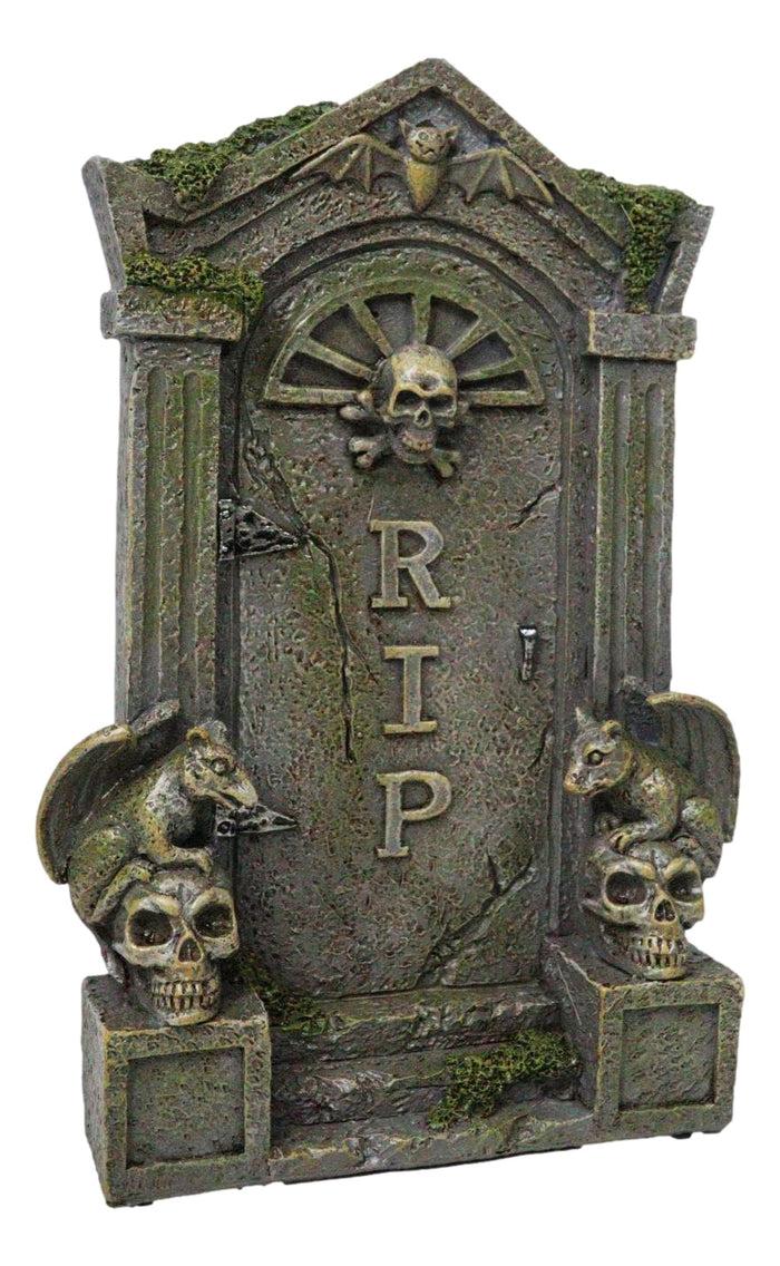 Ebros Gift Day Of The Dead Gothic Skulls Night Bat And Gargoyles RIP Tombstone Figurine