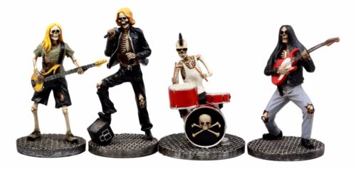 Ebros Gift Day Of The Dead Rock Band Skeleton Hell Concert Entertainers Figurine Set Of 4