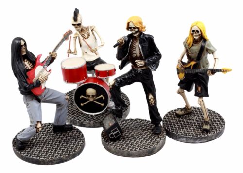 Ebros Gift Day Of The Dead Rock Band Skeleton Hell Concert Entertainers Figurine Set Of 4