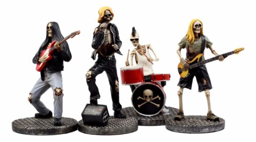 Ebros Gift Day Of The Dead Rock Band Skeleton Hell Concert Entertainers Figurine Set Of 4