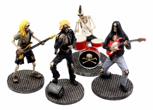ebros gift Day Of The Dead Rock Band Skeleton Hell Concert Entertainers Figurine Set of 4