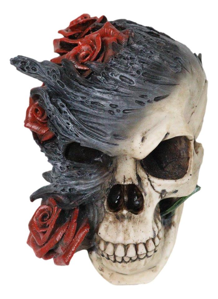 Ebros Gift Day Of The Dead Romantic Gothic Thorny Red Roses Two Faced Skull Figurine