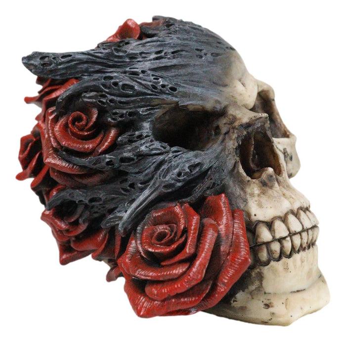 Ebros Gift Day Of The Dead Romantic Gothic Thorny Red Roses Two Faced Skull Figurine