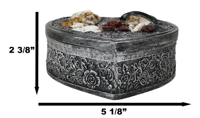 Ebros Gift Day Of The Dead Rose Skeleton Bride Groom Wedding Heart Floral Decorative Box