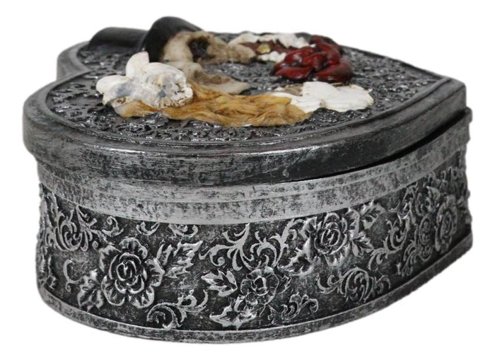 Ebros Gift Day Of The Dead Rose Skeleton Bride Groom Wedding Heart Floral Decorative Box